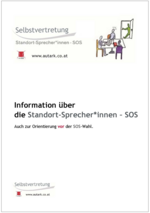 Titelblatt von der Broschüre "Information über die Standort-Sprecher*innen - SOS"